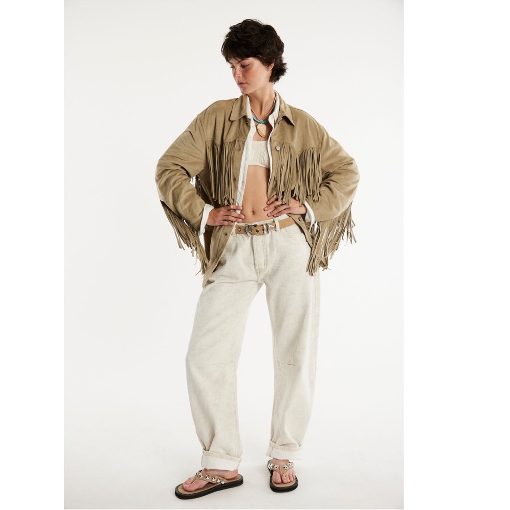 FREE PEOPLE We The Free Fringe Out Vegan Suede Jacket